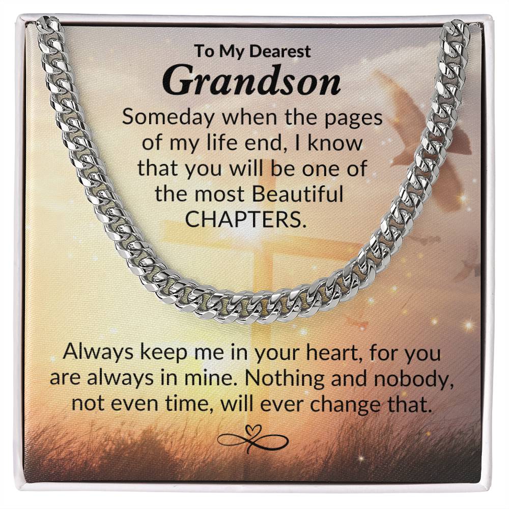 Grandson - Keep Me In Your Heart - Cuban Link Chain Necklace