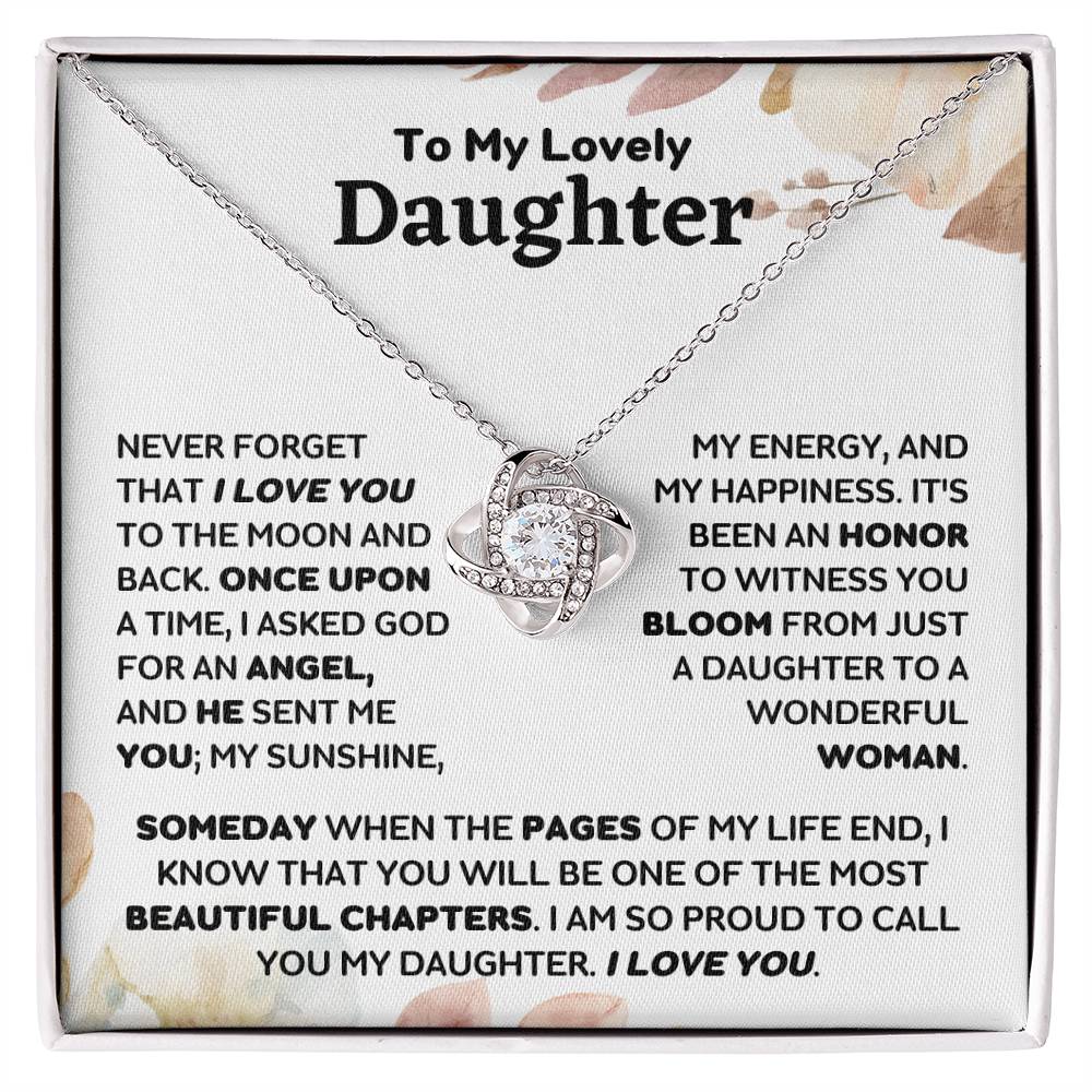 Daughter - An Angel From God, My Sunshine - Love Knot Necklace