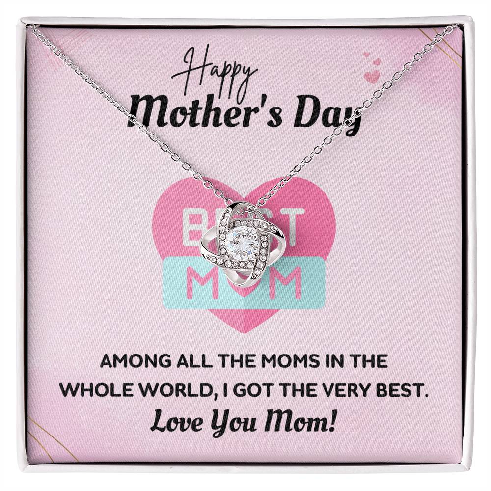 Happy Mother's Day - World's Very Best Mom - Love Knot Necklace