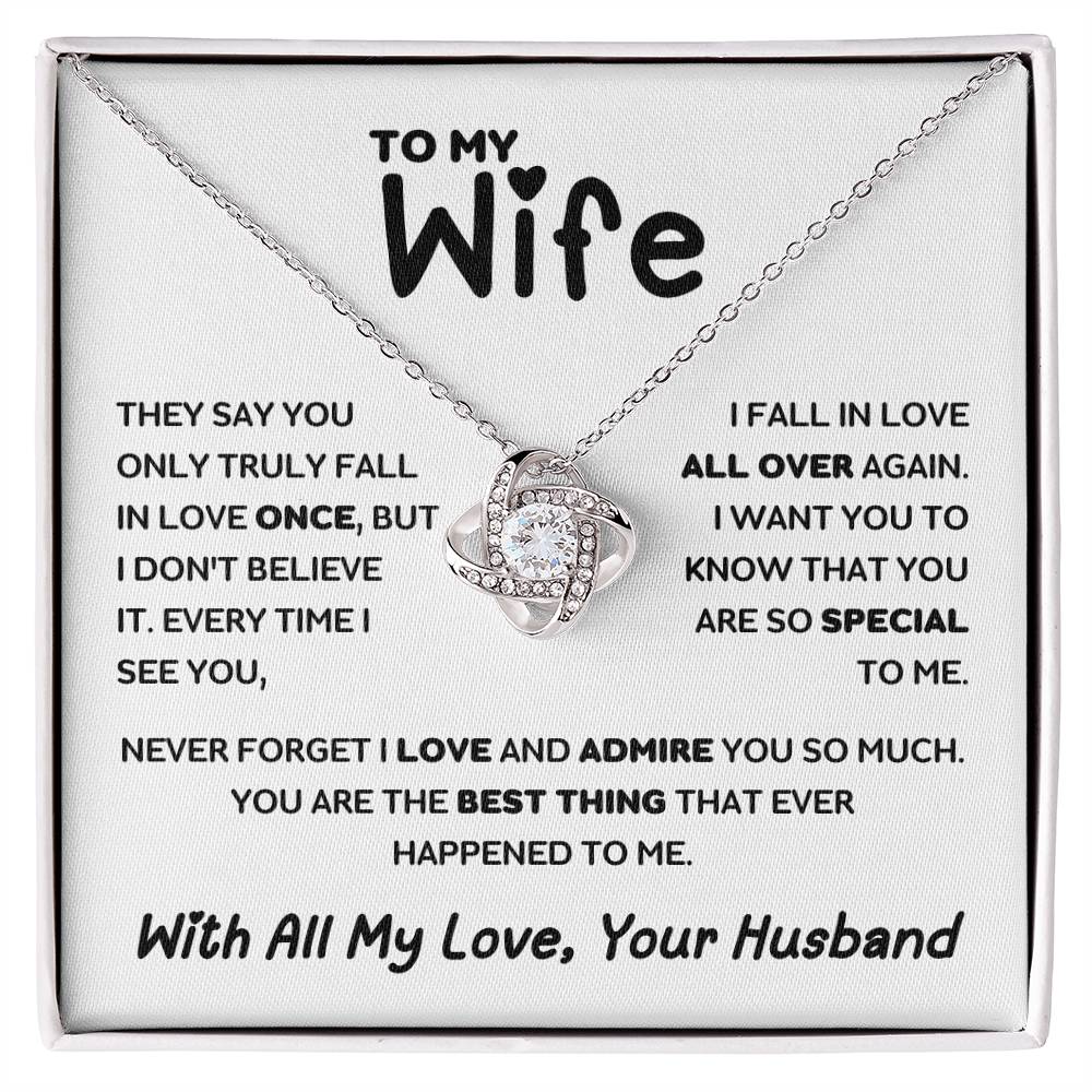 Wife - Fall In Love All Over Again - Love Knot Necklace - [WbBt]
