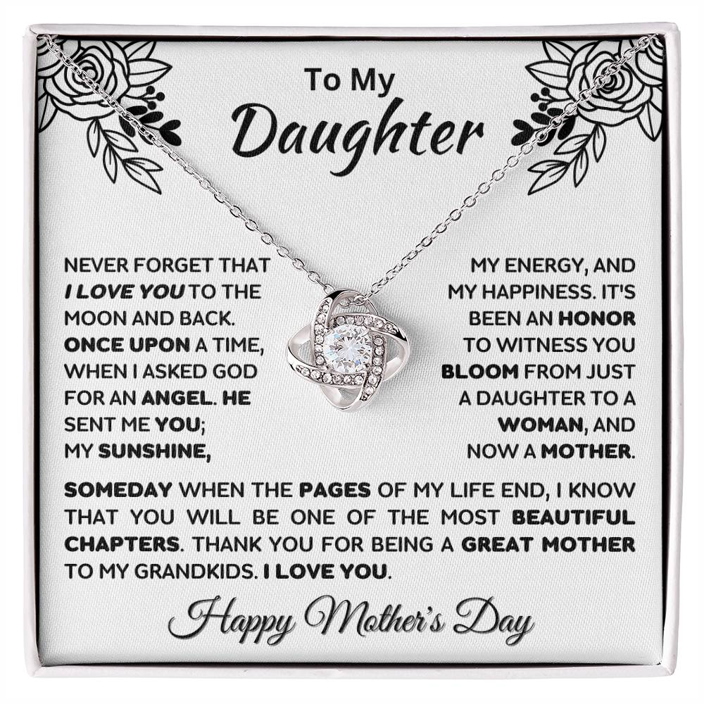 Happy Mother's Day - My Daughter, A Great Mother, An Angel - Love Knot Necklace