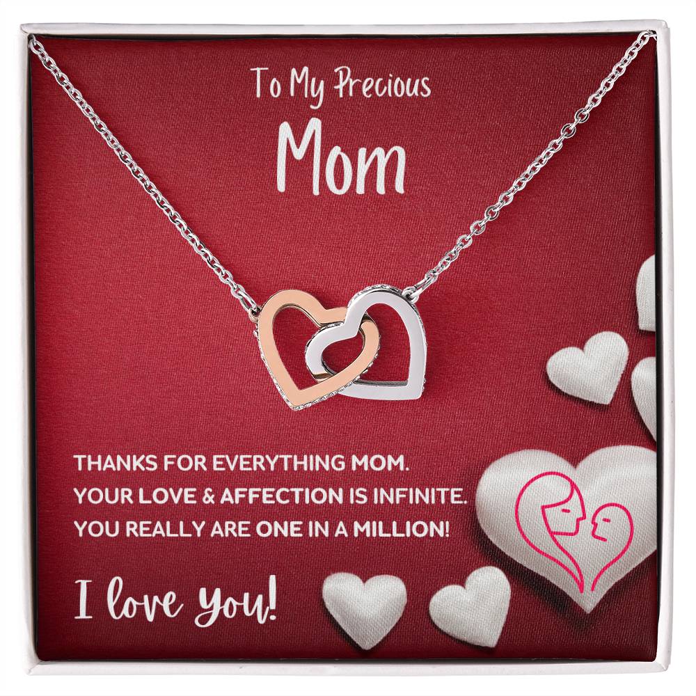 Mom - One In A Million, Infinite Love - Interlocking Hearts Necklace