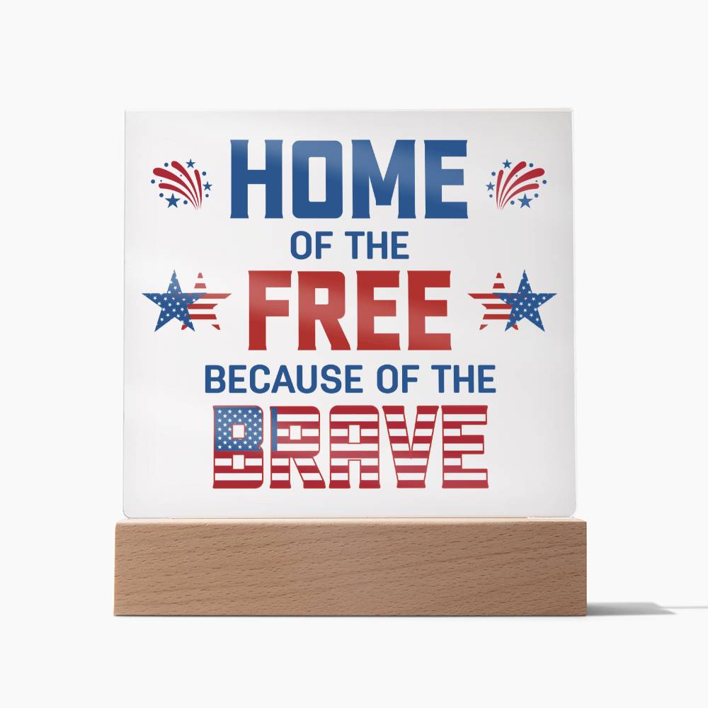 USA, Home Of Free, July 4th, Square Acrylic Plaque