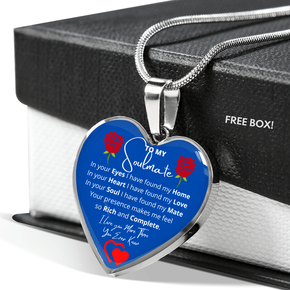 Soulmate - Unique Romantic Soulmate Jewelry Gift for Her, Meaningful Soulmate Heart Necklace (Blue) - I Love You More Than You Ever Know
