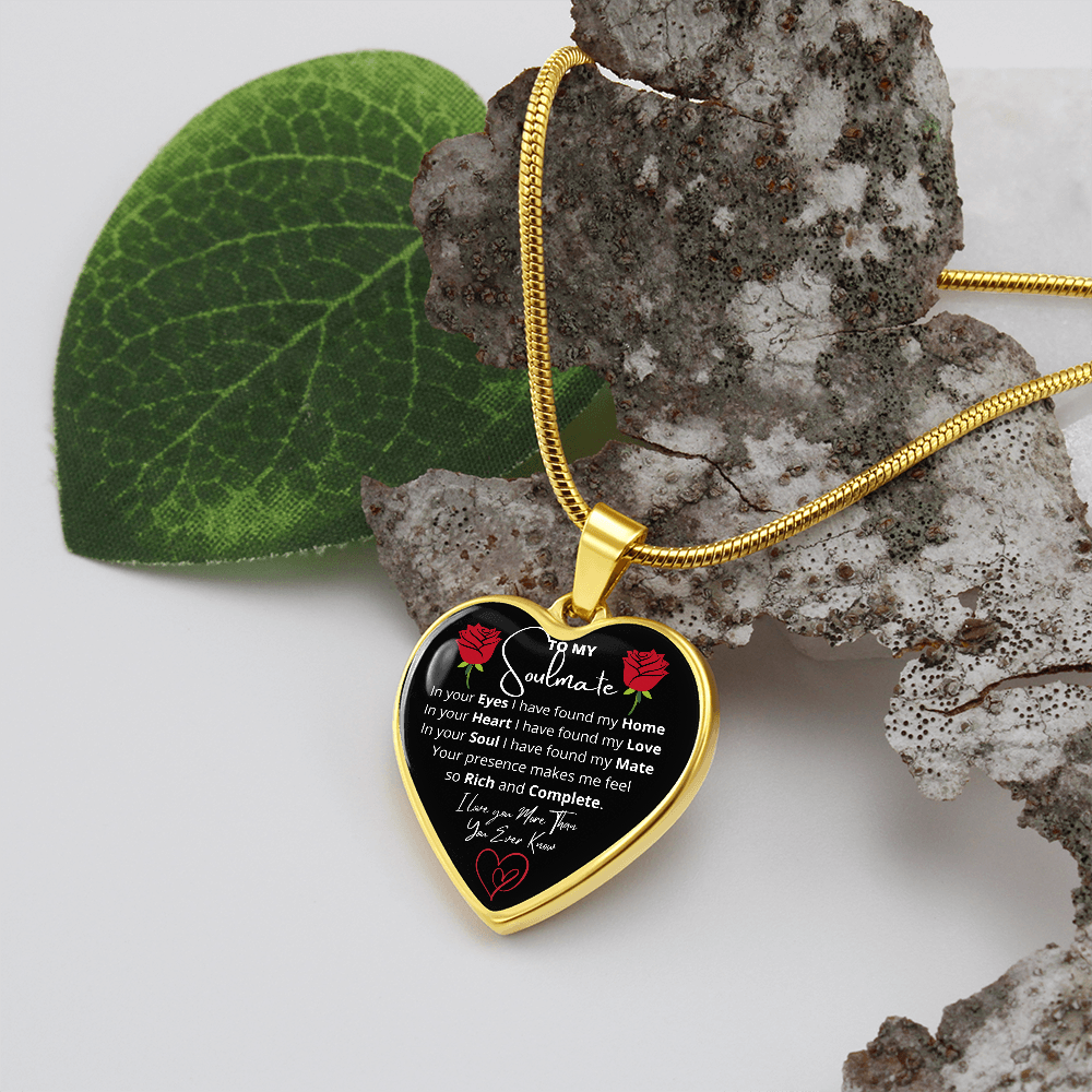 Soulmate - Unique Romantic Soulmate Jewelry Gift for Her, Meaningful Soulmate Heart Necklace (Black) - I Love You More Than You Ever Know