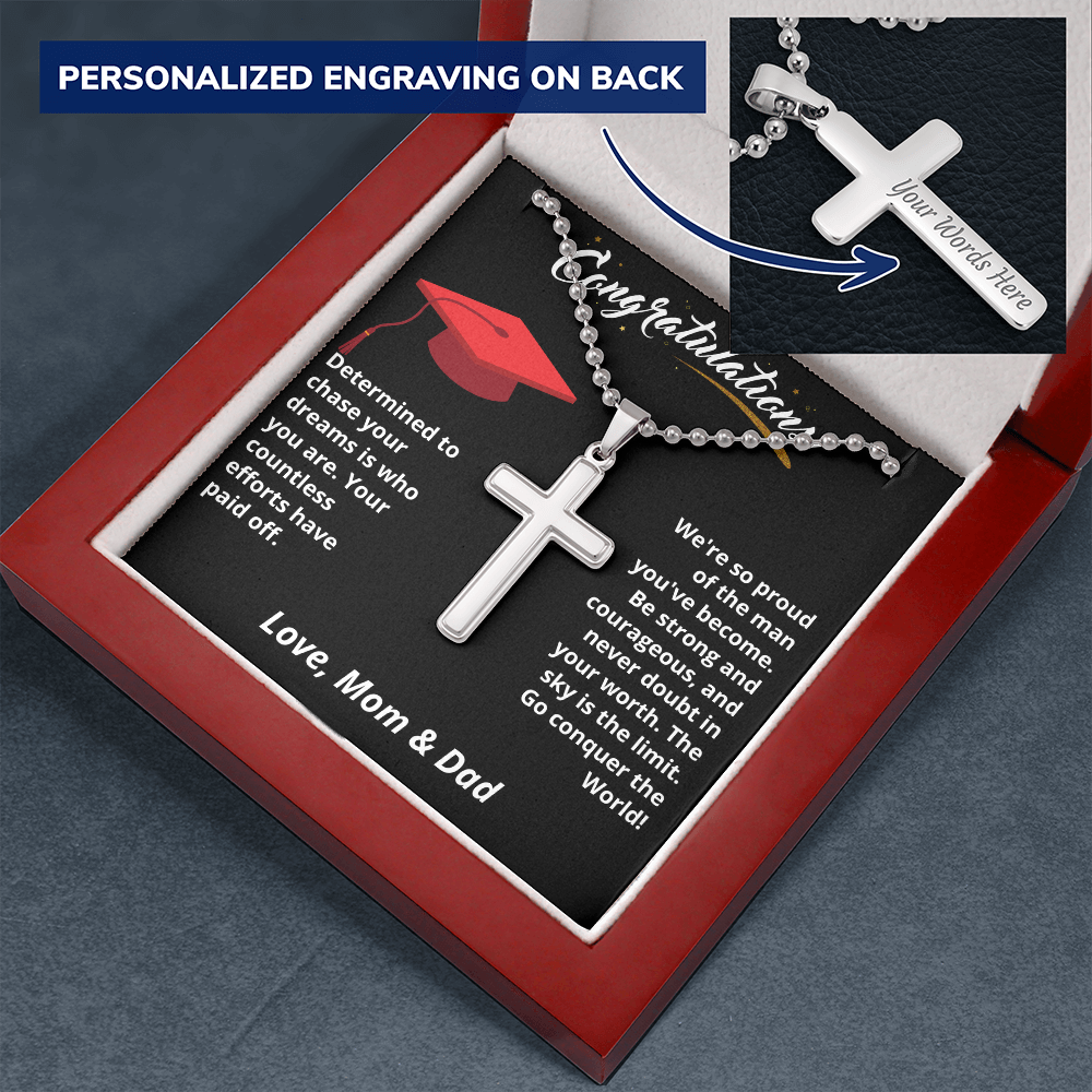 Congratulations To Our Son - Graduation | Personalized Cross Necklace