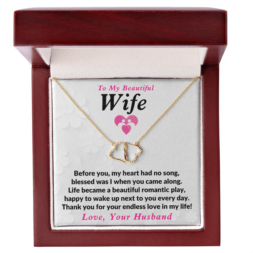 Wife - Everlasting Love To My Beautiful half - Solid 14k Gold With 36 Pave Set Diamonds Necklace