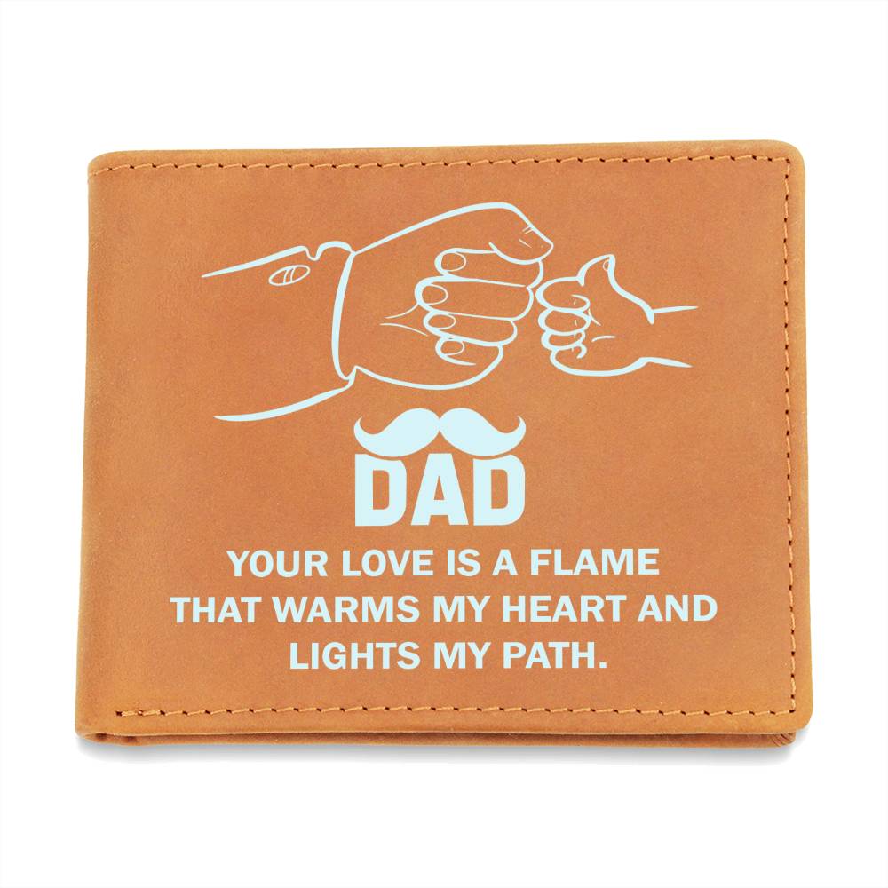 Dad's Love is A Flame Leather Wallet