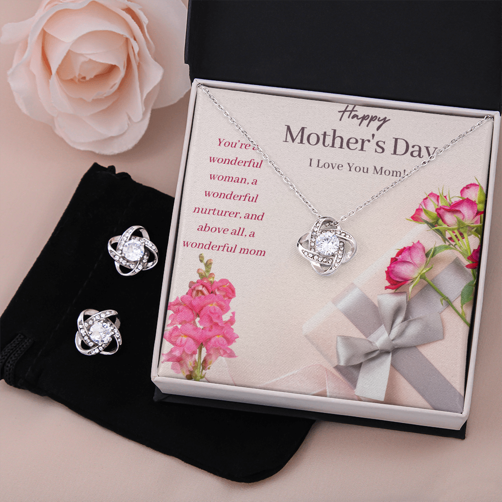 Love Knot Earring & Necklace Set | Happy Mother's Day - To The Best Mom Ever
