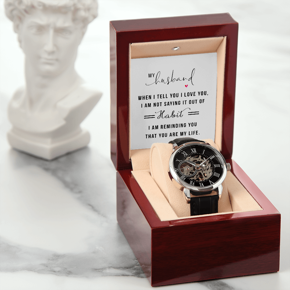 Husband - You Are My Life - Men's Openwork Watch