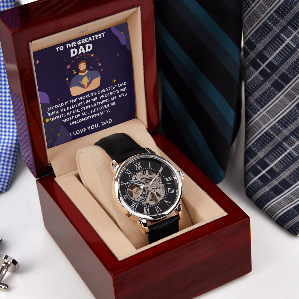 To The Greatest Dad - I Love You | Men's Openwork Watch