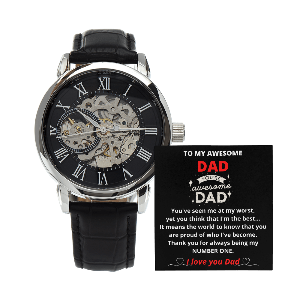 To My Awesome Dad, My Number One | Men's Openwork Watch