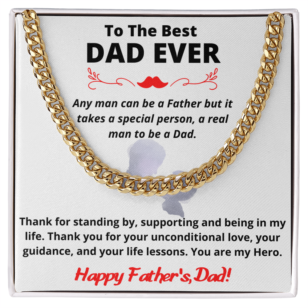 Happy Father's Day, Best Dad Ever | 14K Gold Cuban Link Chain Necklace