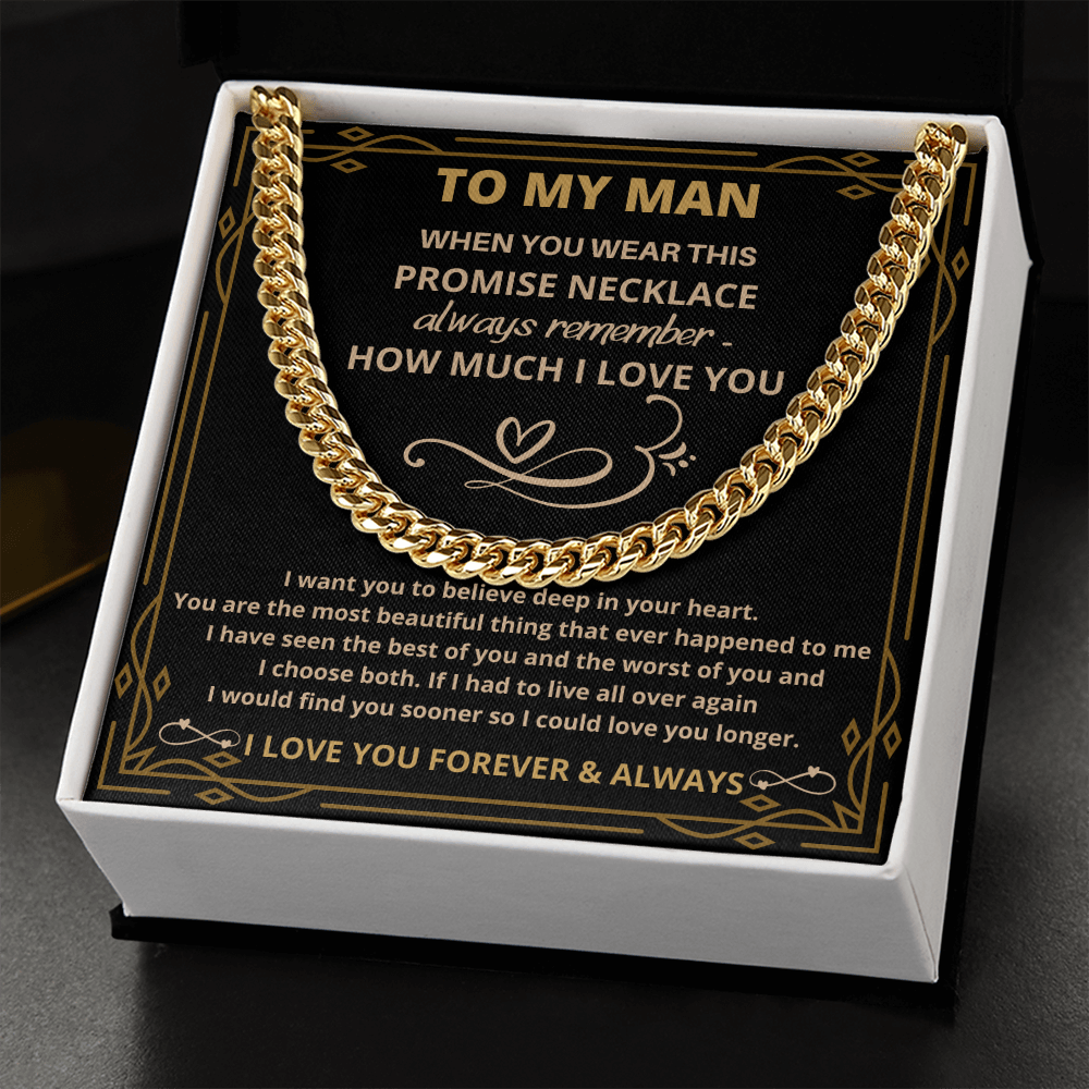 My Man - Eternal Love Promise Necklace - Cuban Link Chain Necklace
