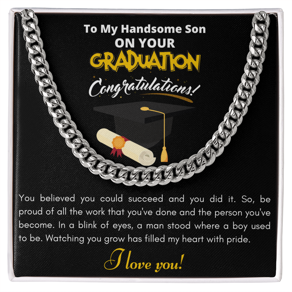 Graduation - Handsome Son, Proud Heart - Cuban Link Chain Necklace