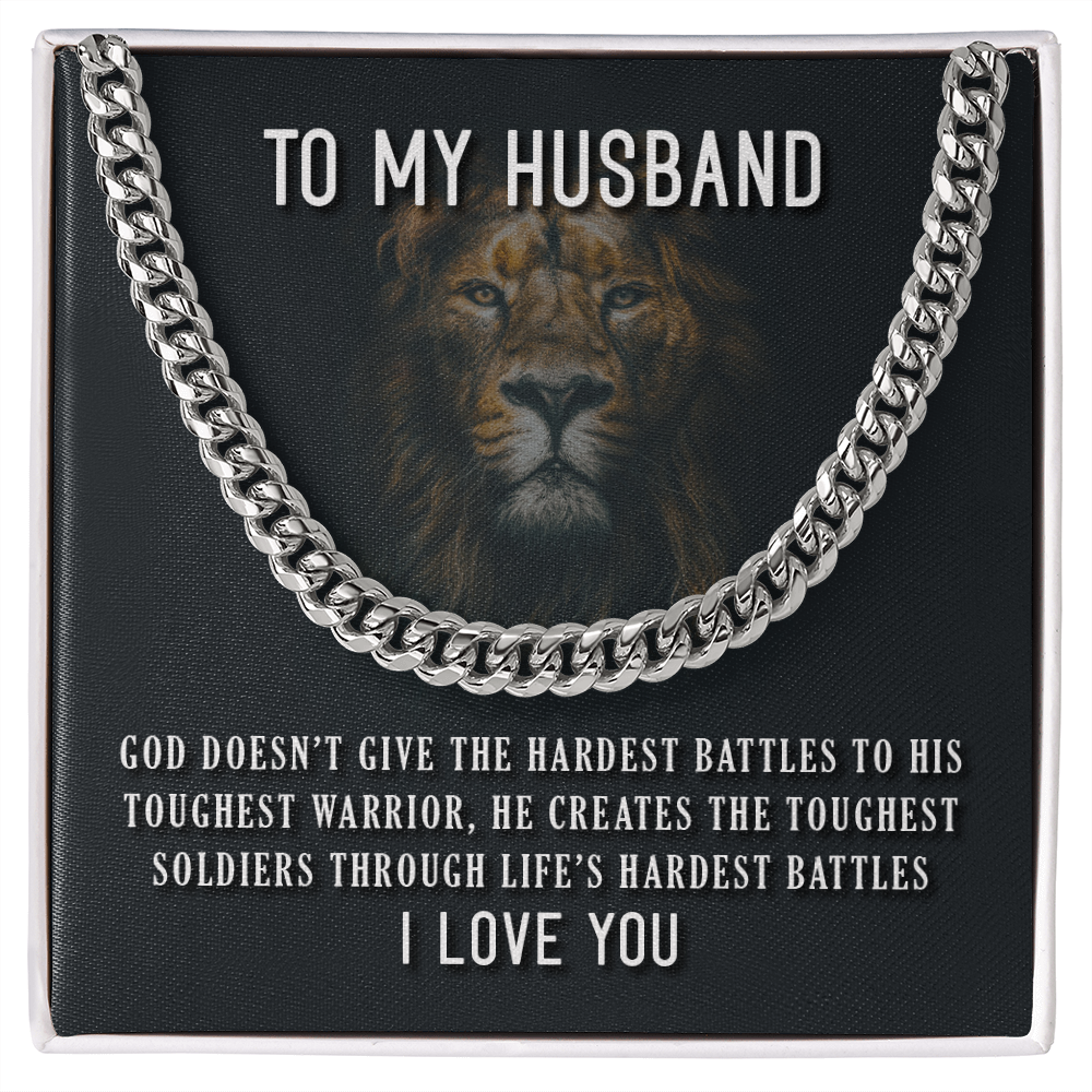 Husband - God's Toughest Soldier - Cuban Link Chain Necklace