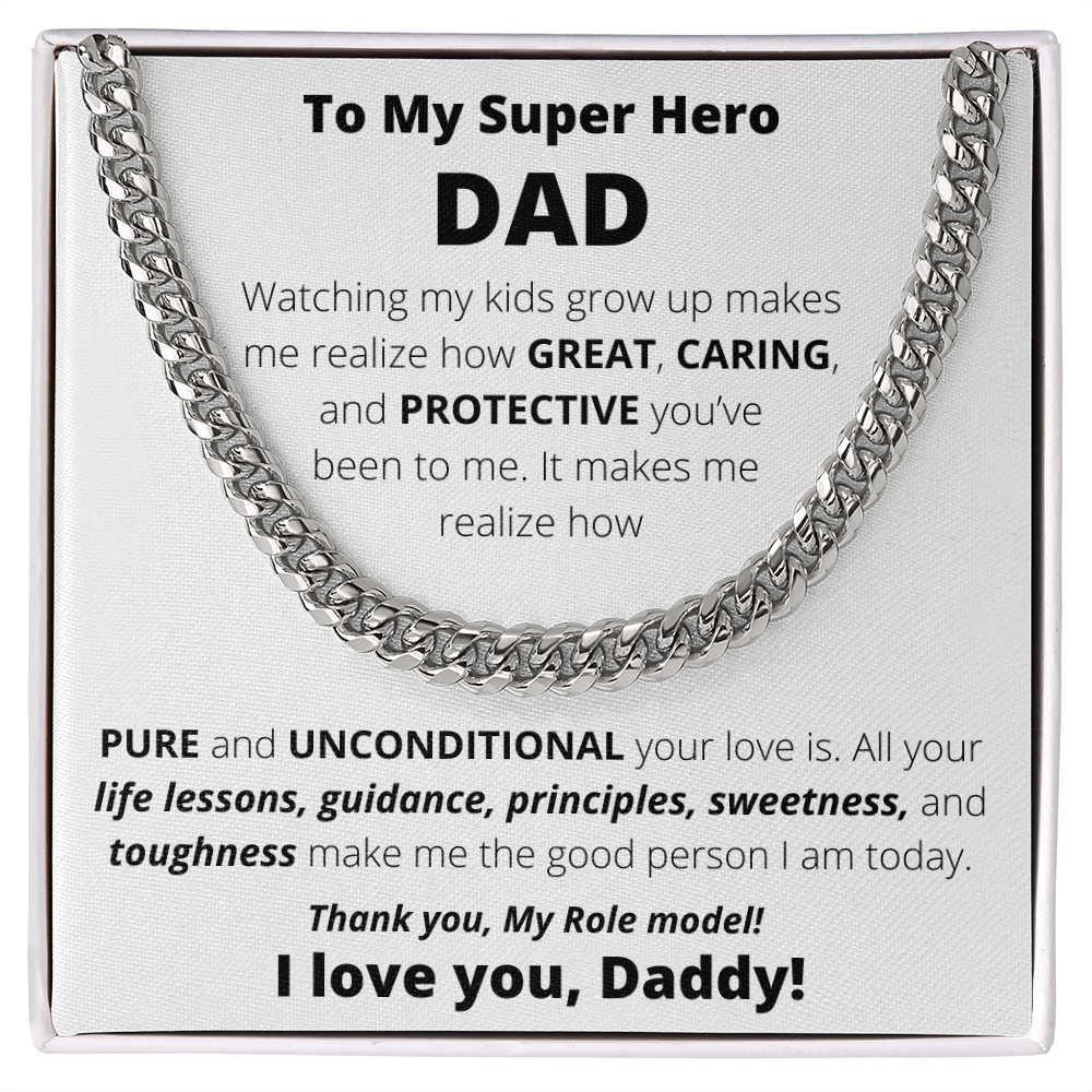 To My Caring Dad - Thank you, My Role Model | Cuban Link Chain Necklace