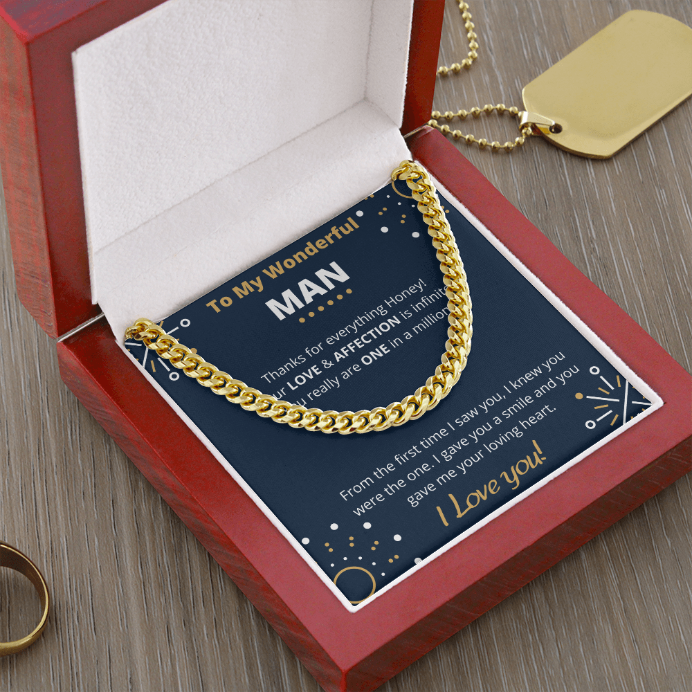 To My Wonderful Man - I Love You | Cuban Link Chain Necklace