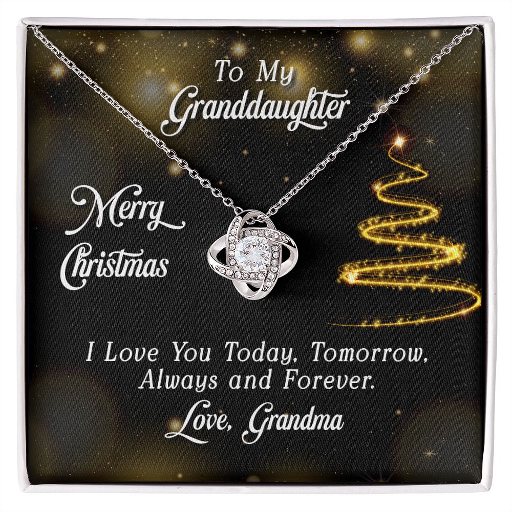 Granddaughter - Merry Christmas- Love Now And Forever - Forever Love Knot Necklace