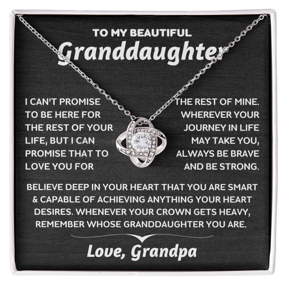 Granddaughter - Believe Deep In Your Heart - Love Knot Necklace