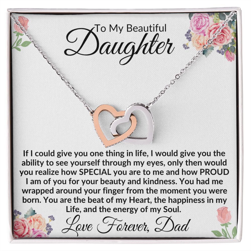 Daughter - You are Special To Me - Interlocking Hearts necklace