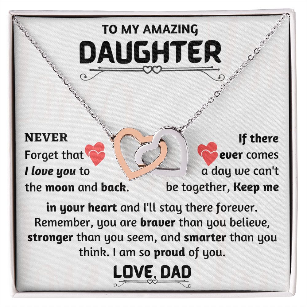 Daughter - Keep Me In Your Heart - Interlocking Hearts Necklace