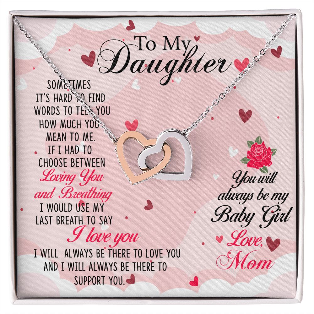 Daughter - My Baby Girl Always To Be - Interlocking Hearts Necklace