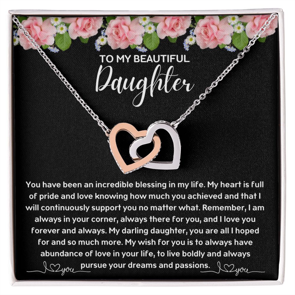 Daughter - Incredible Blessing - Interlocking Hearts Necklace