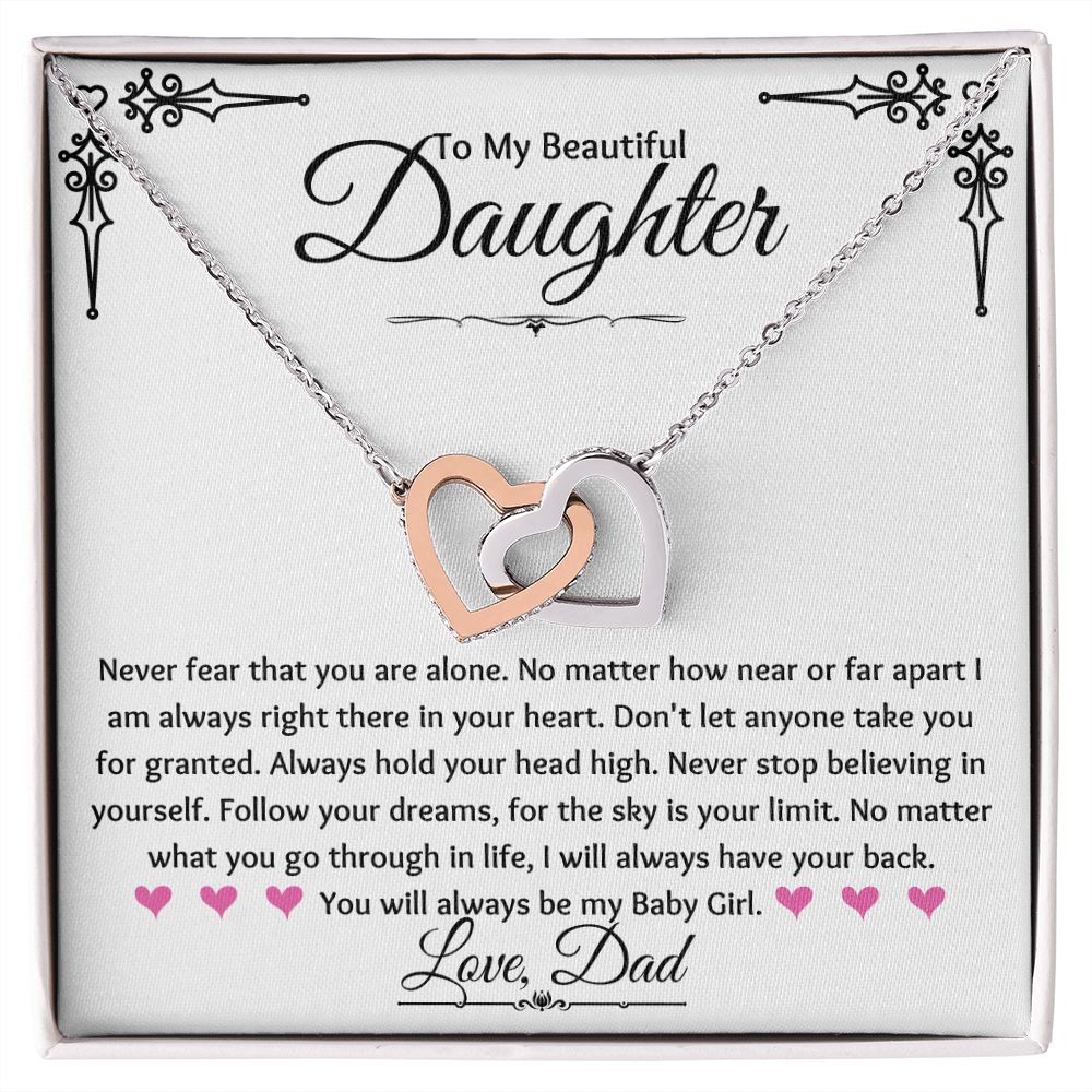 Daughter - Always Be My Baby Girl - Interlocking Hearts Necklace