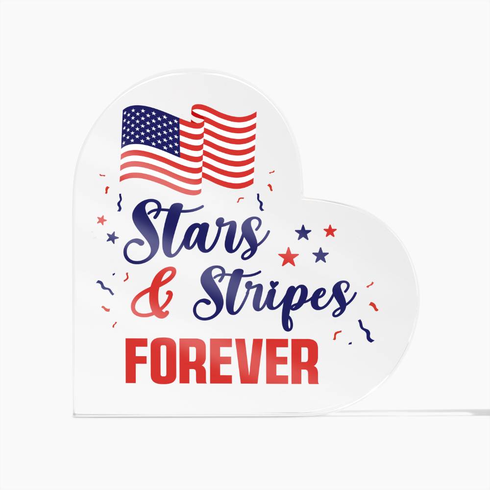 USA Stars And Stripes Forever, Heart Acrylic Plaque