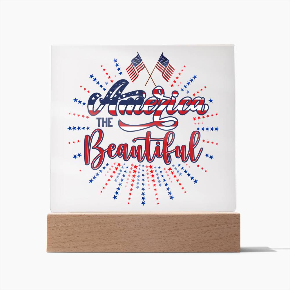America The Beautiful Square Acrylic Plaque