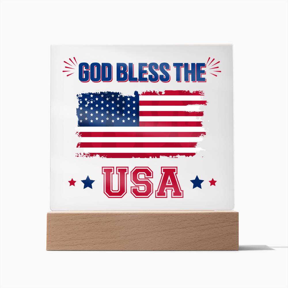 God Bless The USA Square Acrylic Plaque