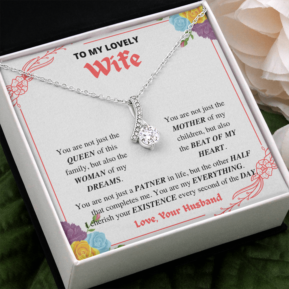Wife - The beat of My Heart - Alluring Beauty 14K White Gold Necklace