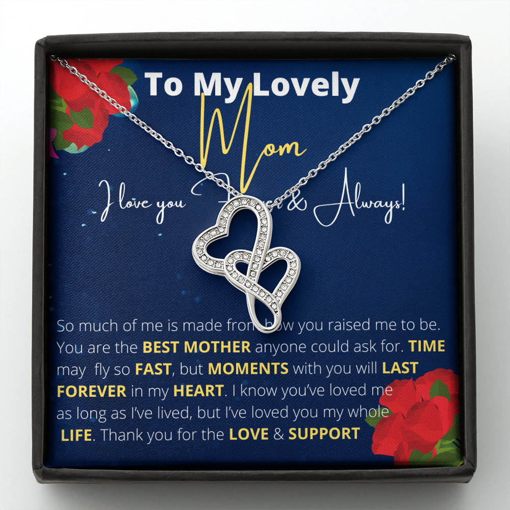 To My Lovely Mom - Forever and Always Love | Double Hearts Necklace