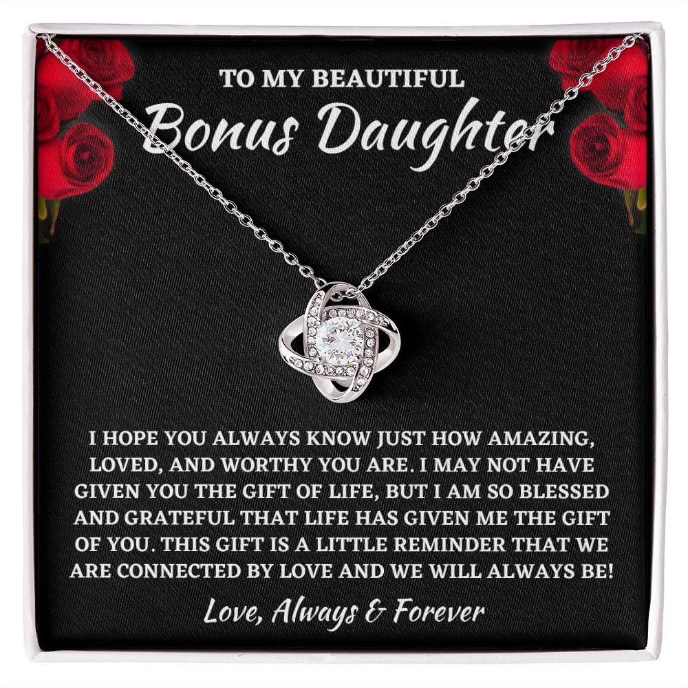 Beautiful Bonus Daughter - Unbroken Bond Love Knot Necklace