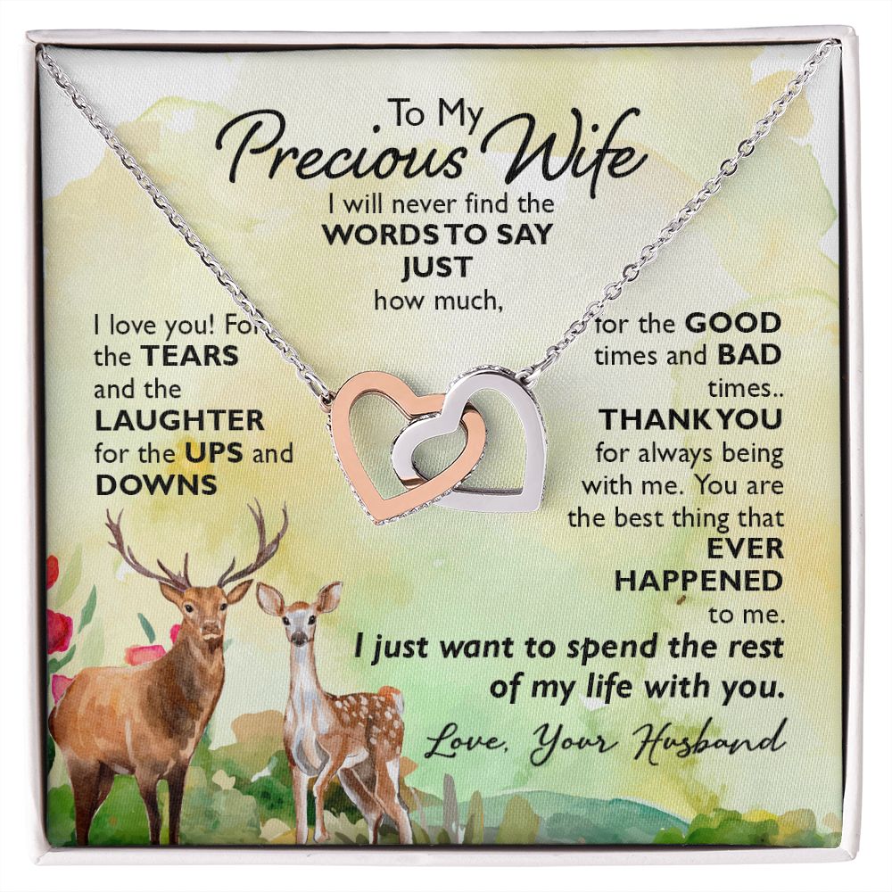 Precious Wife - I'll Never Find Words | Interlocking Hearts Necklace From Husband