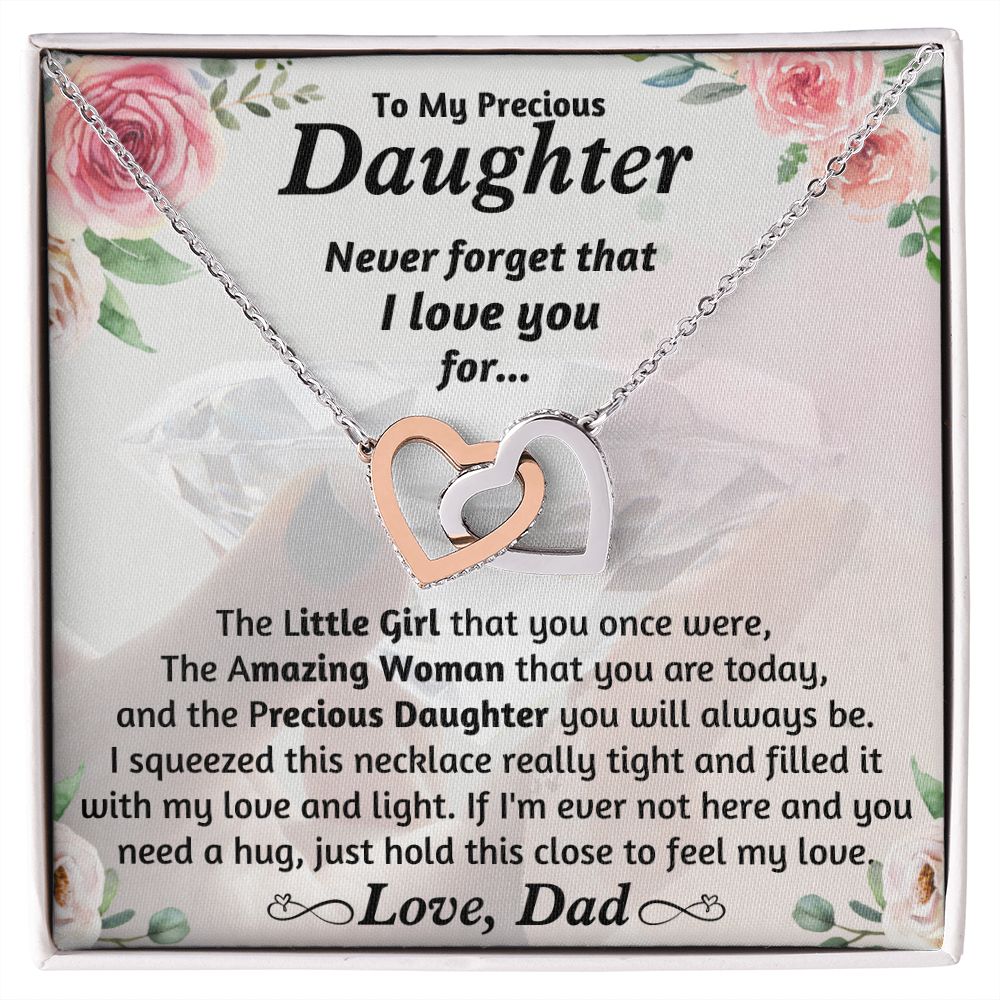 To My Precious Daughter Always To Be From Dad - Interlocking Hearts Necklace