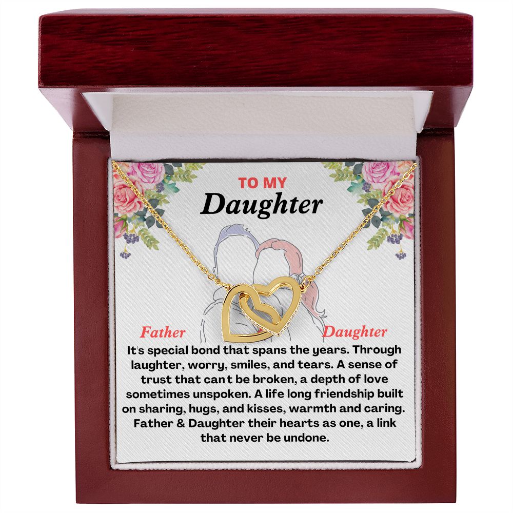 Daughter - Special Bond That Can't Be broken - Interlocking Hearts Necklace